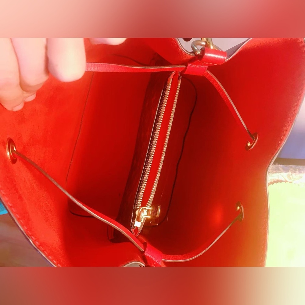 LouisVuitton NeoNoe Monogram Canvas Red Bucket Bag Organizers Gently Lucky Charm - Picture 10 of 16